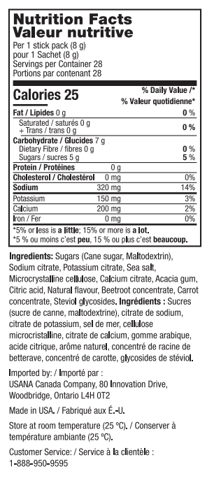 Canada Watermelon Hydration USANA supplement facts