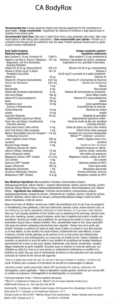body rox usana canada supplement facts
