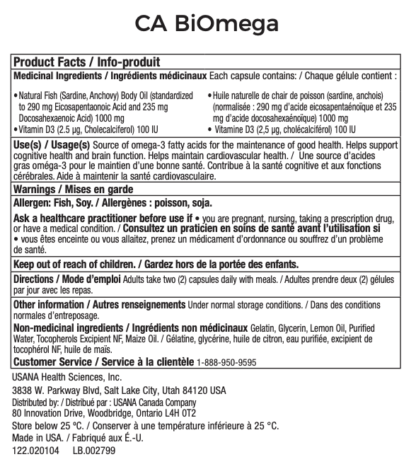 Canada USANA Biomega Supplement Facts