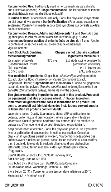 Canada USANA Detox Tea Supplement Facts