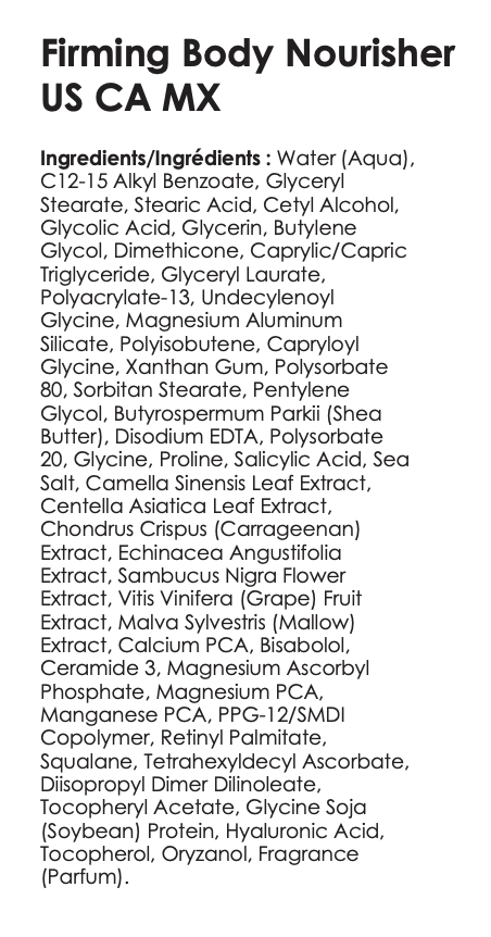 firming body nourisher usana canada supplement facts