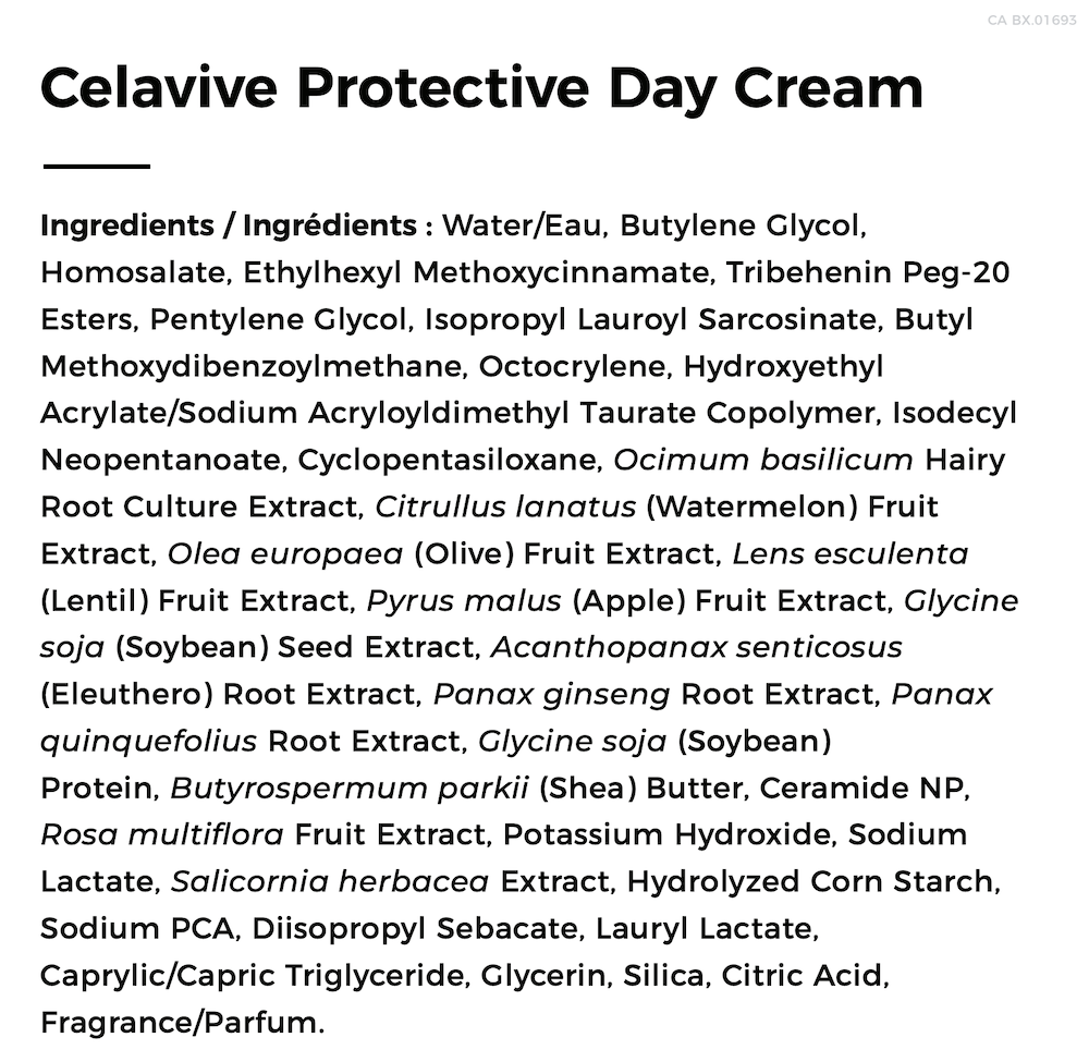 usana canada celavive protectrice day cream supplement facts